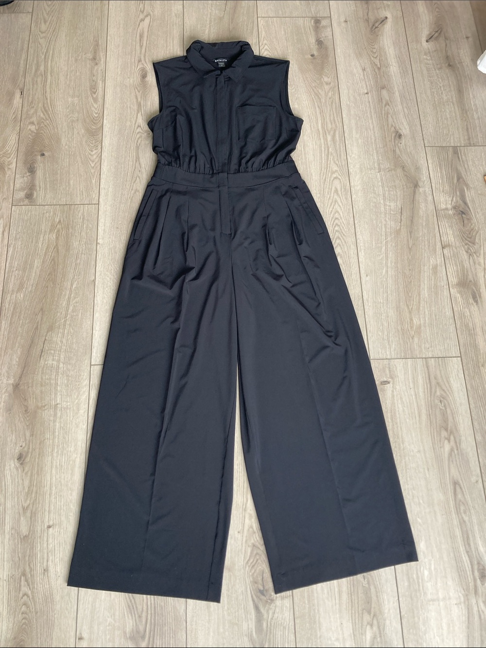 Athleta Always Ready Jumpsuit Wide Leg Trouser Women’s 12 Black One Piece